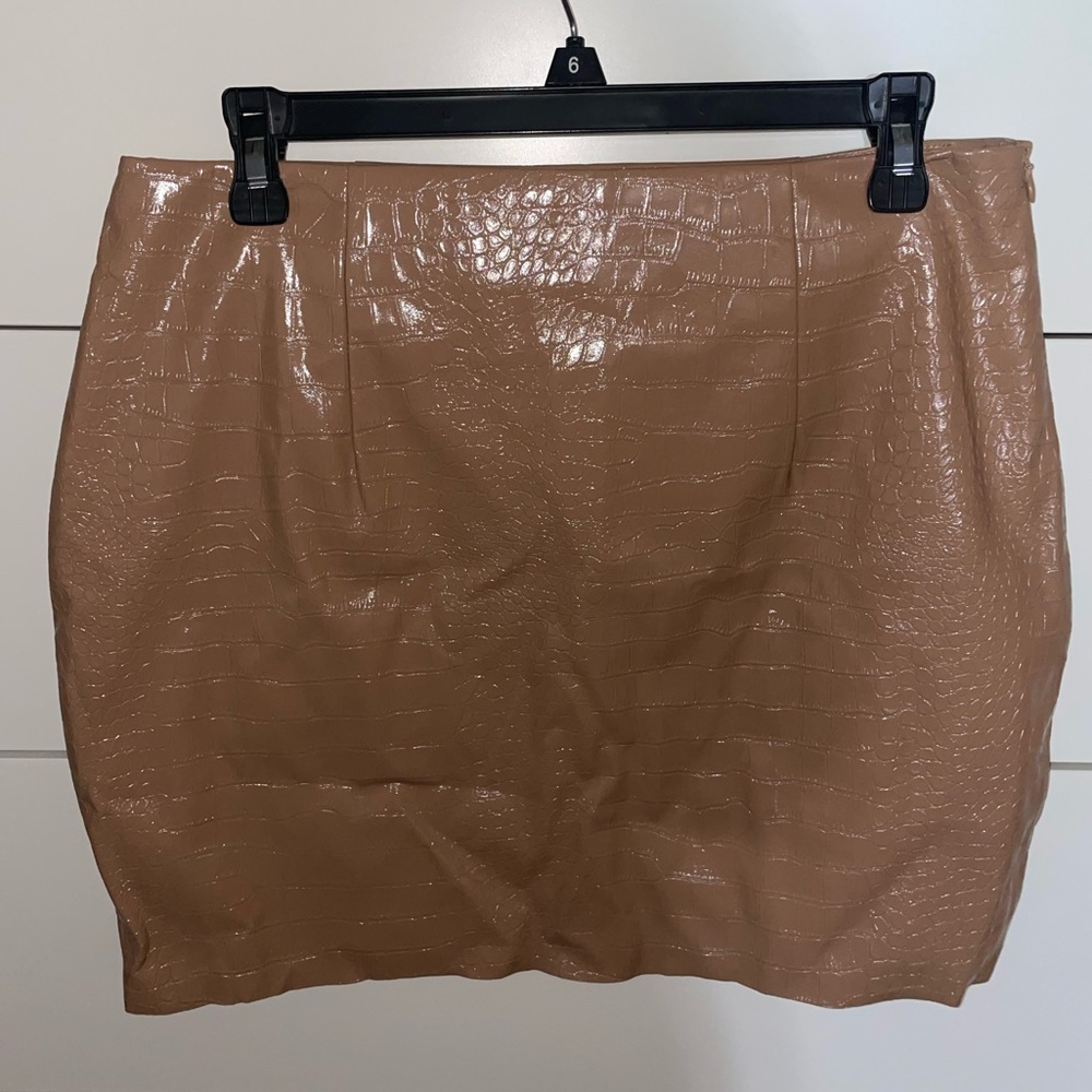 NEW Mocha Patent Mini Skirt